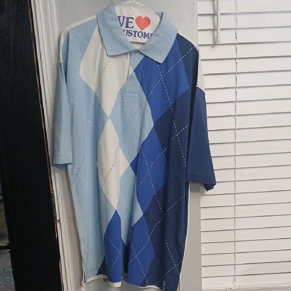 Men's Blue Argyle Polo Shirt